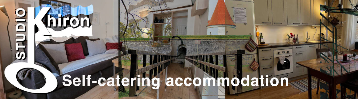 Studio Khiron header image with images of flat, building, castle and cheerful man wearing a straw hat