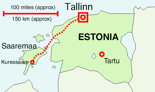Map of Estonia with directions